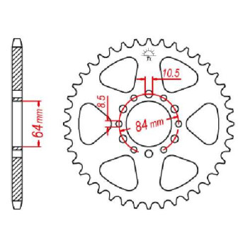 Couronne acier JT 47 dents pas 520 type 826