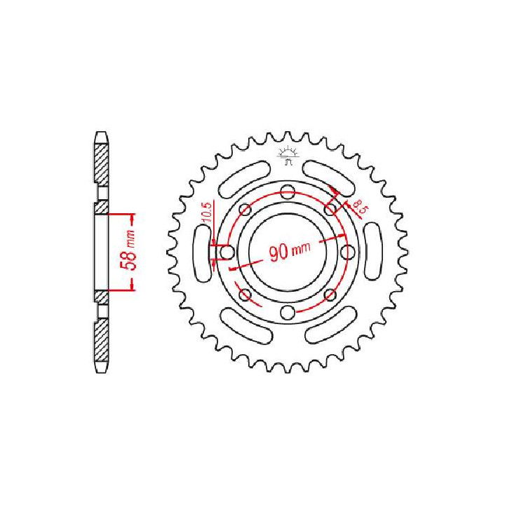 Couronne acier JT 33 dents pas 520 type 279