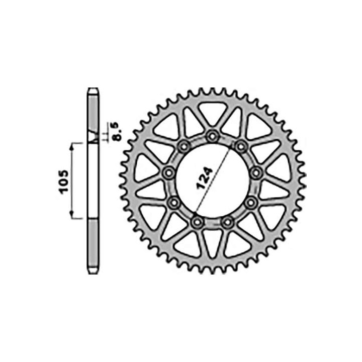 Couronne acier PBR 56 dents pas 520 type 3505 TM 80
