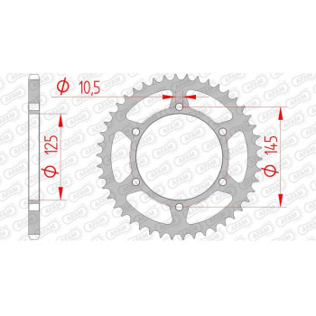 Couronne acier AFAM 45 dents pas 520 type 12305 Yamaha DT 250 MX