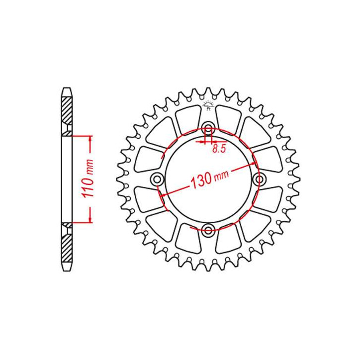 Couronne alu JT 56 dents ultra-light pas 428 type 217