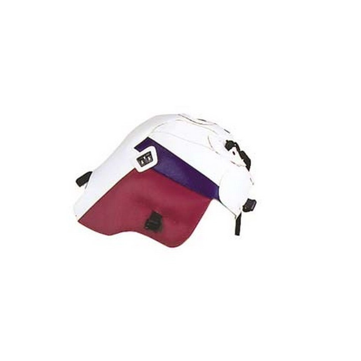 Tapis de réservoir Bagster blanc/fuchsia/bande bleue (1232B) Yamaha XT600 E/XT600 K