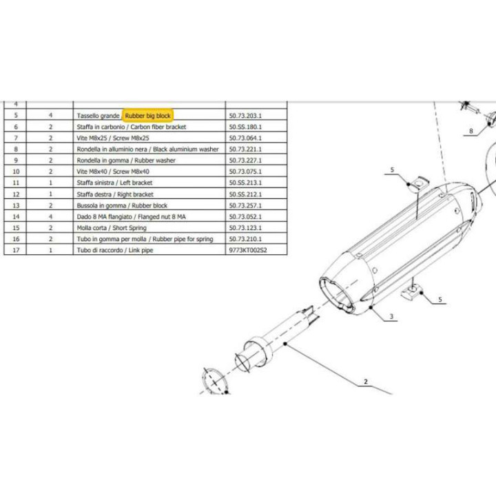 Rubber big block (50.73.203.1) pour Silencieux Mivv Suono