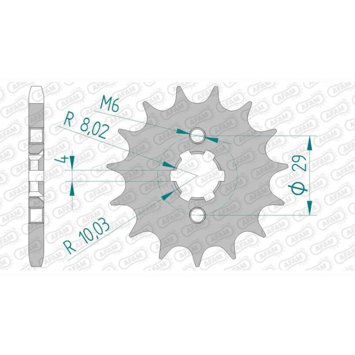 Pignon AFAM 15 dents pas 428 type 33201 Kawasaki KE 125