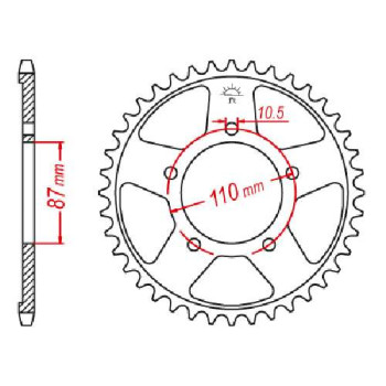 Couronne acier JT 45 dents pas 530 type 829 Couronne acier JT 45 dents pas 530 type 829
