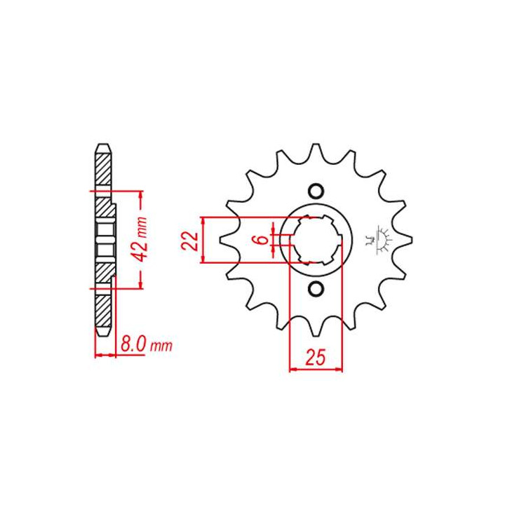 Pignon JT 15 dents pas 520 type 281 Pignon JT 15 dents pas 520 type 281
