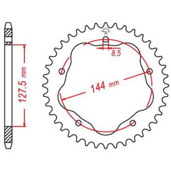 Couronne alu JT 42 dents ultra-light pas 520 type 751