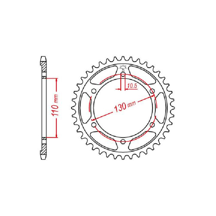 Couronne acier JT 45 dents pas 530 type 479 Couronne acier JT 45 dents pas 530 type 479