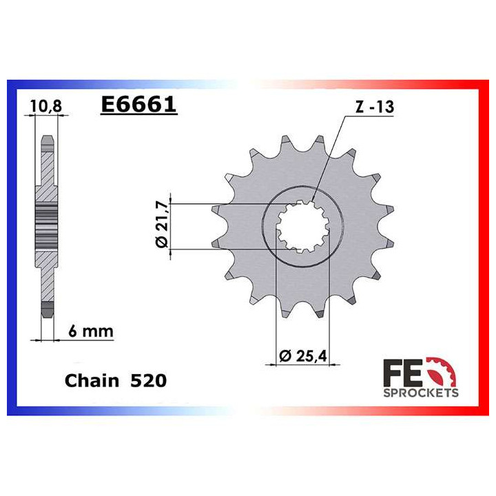 Pignon France Equipement 15 teeth not 520 type E6661 Steel Pignon France Equipement 15 teeth not 520 type E6661 Steel