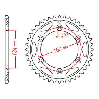 Couronne acier JT 40 dents pas 530 type 1306