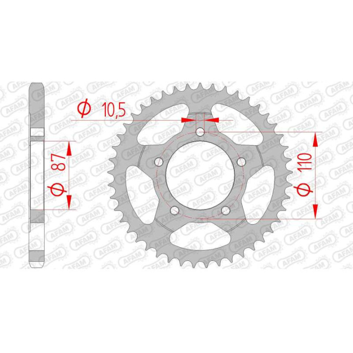 Couronne acier AFAM 45 dents pas 525 type 14404 Suzuki GSF 400 Bandit