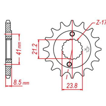 Pignon JT 14 dents pas 520 type 1322