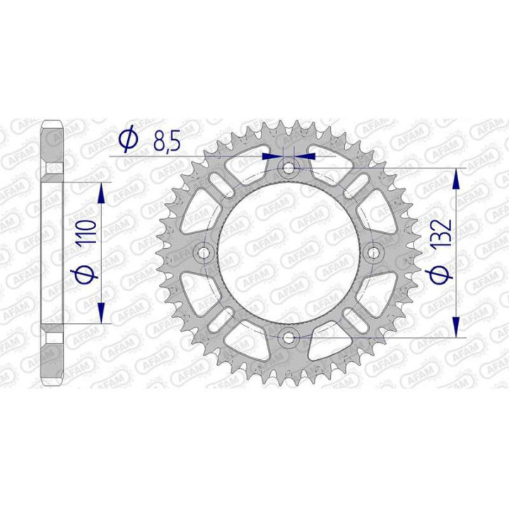 Couronne alu AFAM 51 dents pas 428 type 72102 KTM SX 85 Couronne alu AFAM 51 dents pas 428 type 72102 KTM SX 85