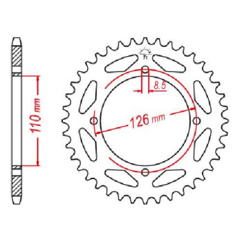 Couronne acier JT 47 dents pas 428 type 1466