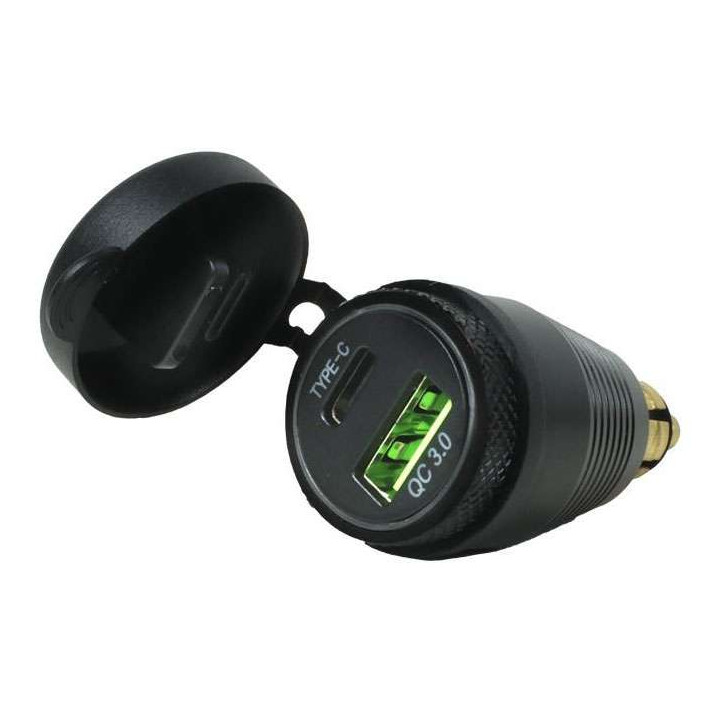 Chaft Din USB QC 3.0 + USB TYPE C adapter