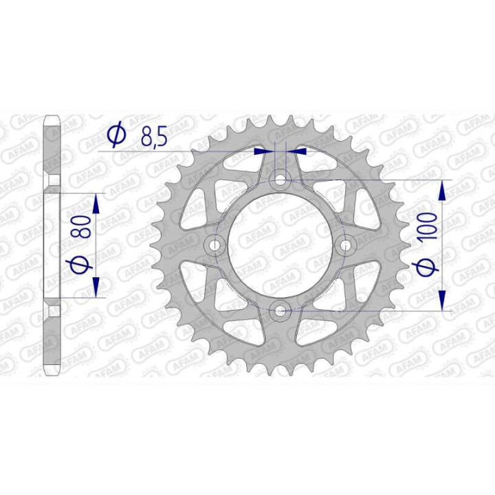 AFAM 38-tooth 520-pitch aluminum sprocket type 93319 SCORPA SY 250