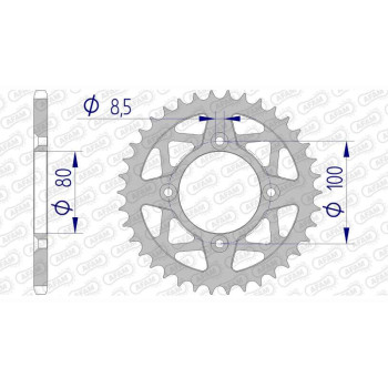 AFAM 38-tooth 520-pitch aluminum sprocket type 93319 SCORPA SY 250