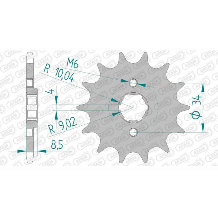 Pignon AFAM 14 dents pas 520 type 20317 Barossa 250 Puma Inverse