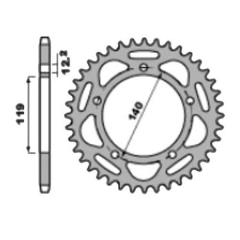 Couronne alu PBR 45 dents ultra-light pas 520 type 4743 BMW S1000RR 19- Couronne alu PBR 45 dents ultra-light pas 520 type 4743 BMW S1000RR 19-