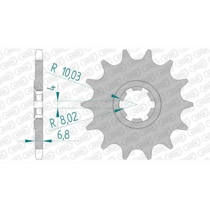 Pignon AFAM 14 dents pas 420 type 22103 Suzuki RG 50