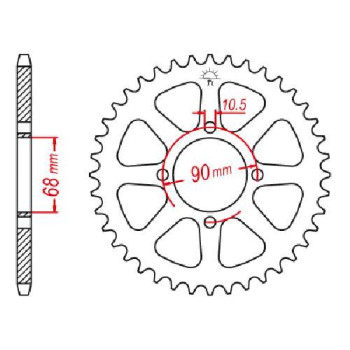 Couronne acier JT 42 dents pas 520 type 243