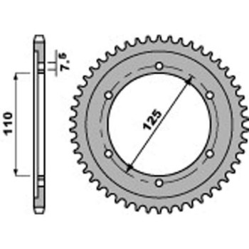 Couronne alu PBR 46 dents ultra-light pas 428 type 485 Gilera Cougar 125