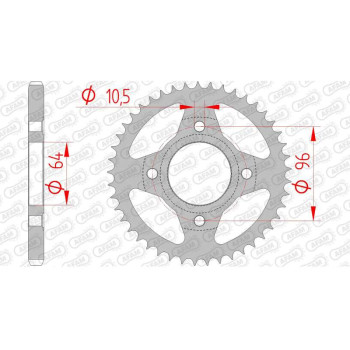 Couronne acier AFAM 45 dents pas 428 type 10230 Honda CG 125 ES