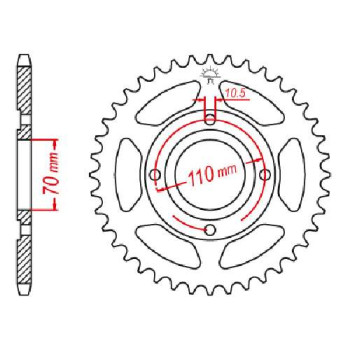 Couronne acier JT 44 dents pas 520 type 248