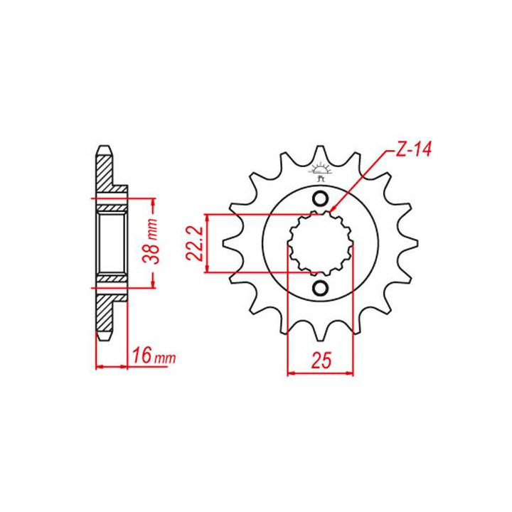 Pignon JT 15 dents pas 525 type 740
