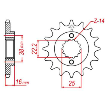 Pignon JT 15 dents pas 525 type 740 Pignon JT 15 dents pas 525 type 740