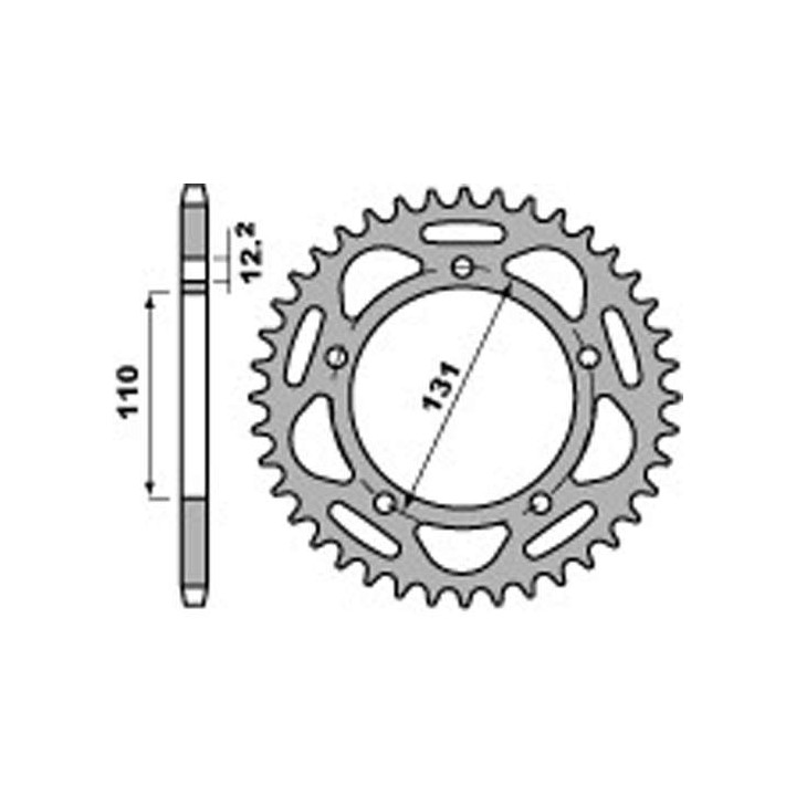 Couronne alu PBR 45 dents ultra-light pas 520 type 4586 Couronne alu PBR 45 dents ultra-light pas 520 type 4586