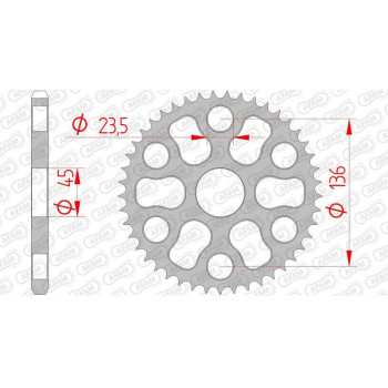 Couronne acier AFAM 45 dents pas 428 type 12325 Yamaha XG 250 Tricker