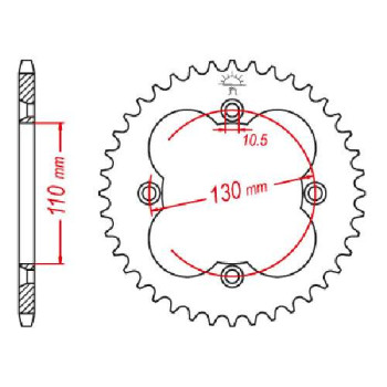Couronne acier JT 36 dents pas 520 type 1350