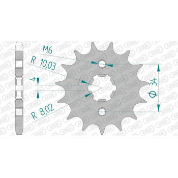 Pignon AFAM 16 dents pas 428 type 21200 Beta RR 125 Enduro
