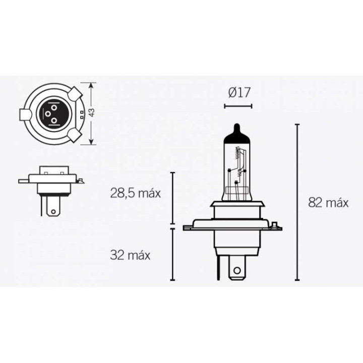 Ampoule phare Vparts H4 12V 60/55W P43T