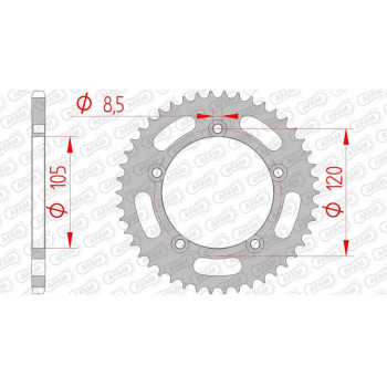 Couronne acier AFAM 46 dents pas 420 type 56102 Gilera 50 EAGLET Couronne acier AFAM 46 dents pas 420 type 56102 Gilera 50 EAGLET