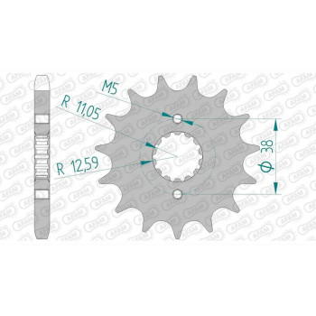 Pignon AFAM 15 dents pas 530 type 46601 Cagiva E 750 Elefant