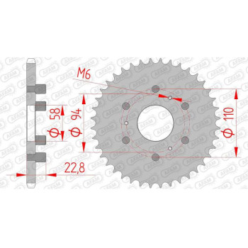 Steel crown AFAM 40 teeth not 520 type 35206 Aprilia 125 C