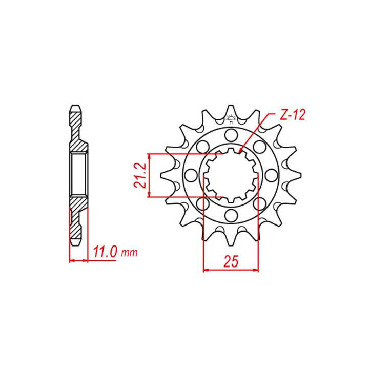 Pignon anti-boue JT 14 dents pas 520 type 824SC