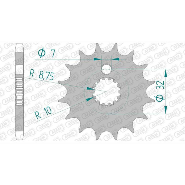 Pignon AFAM 16 dents pas 428 type 85200 MZ/MUZ RT 125