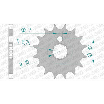 Pignon AFAM 16 dents pas 428 type 85200 MZ/MUZ RT 125