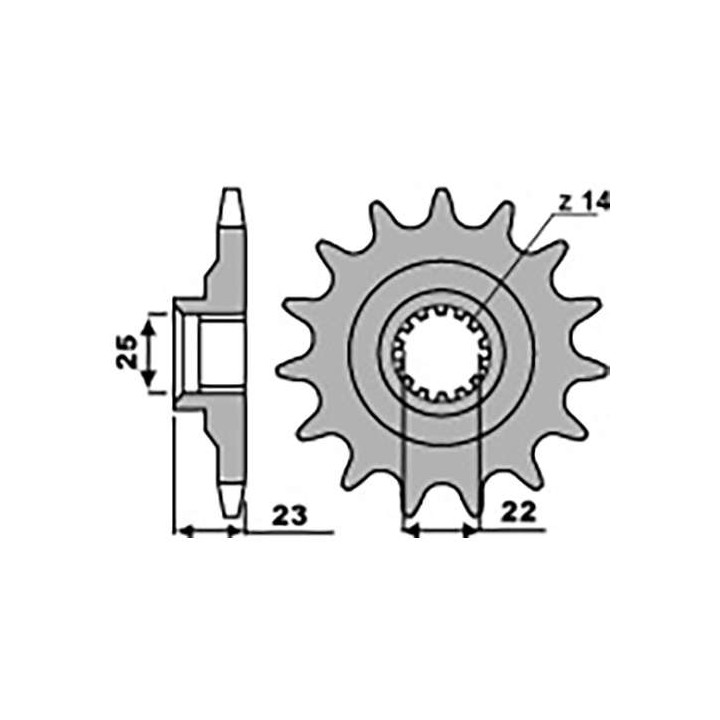 Pignon PBR 14 dents pas 520 type 548