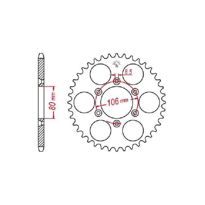 Couronne acier JT 49 dents pas 520 type 22