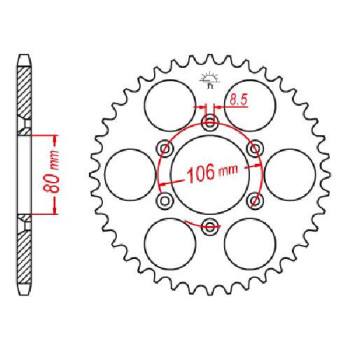 Couronne acier JT 49 dents pas 520 type 22