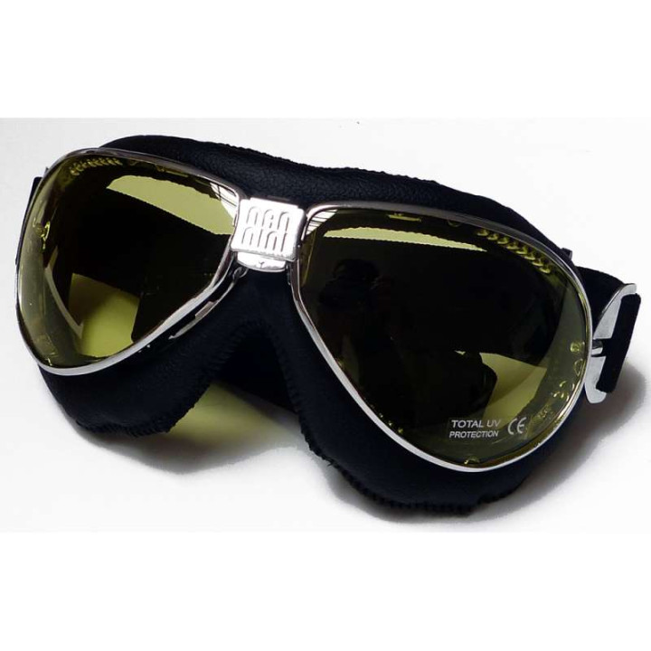 Lunettes vintage Nannini TT Noir/Chrome, verres jaunes