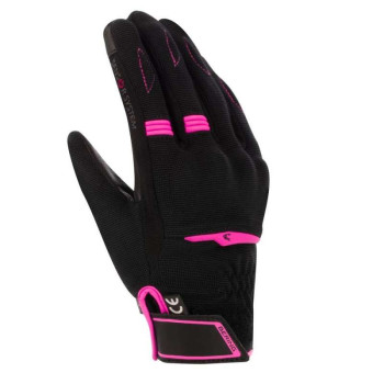 Gants moto d'été femme Bering LADY FLETCHER EVO NOIR/FUSHIA