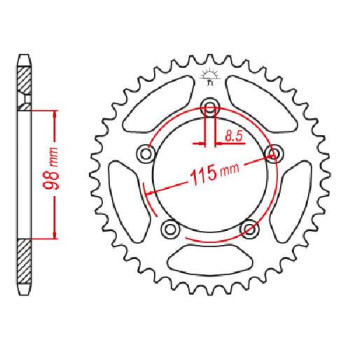 Couronne acier JT 46 dents pas 420 type 894