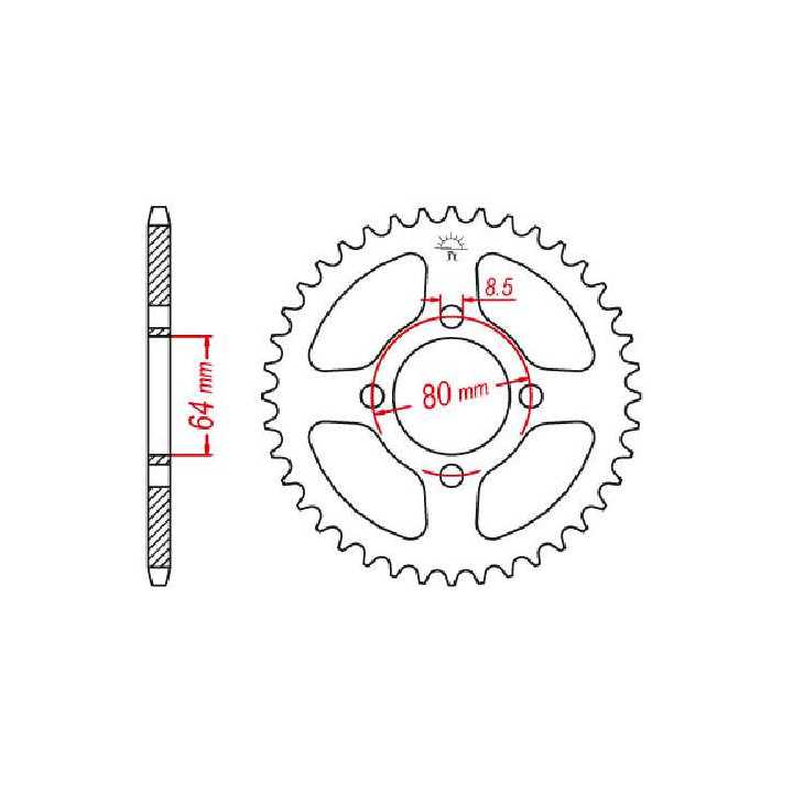 Couronne acier JT 45 dents pas 428 type 838