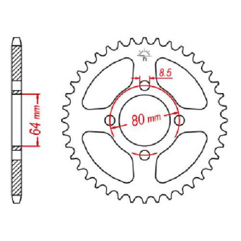 Couronne acier JT 45 dents pas 428 type 838 Couronne acier JT 45 dents pas 428 type 838