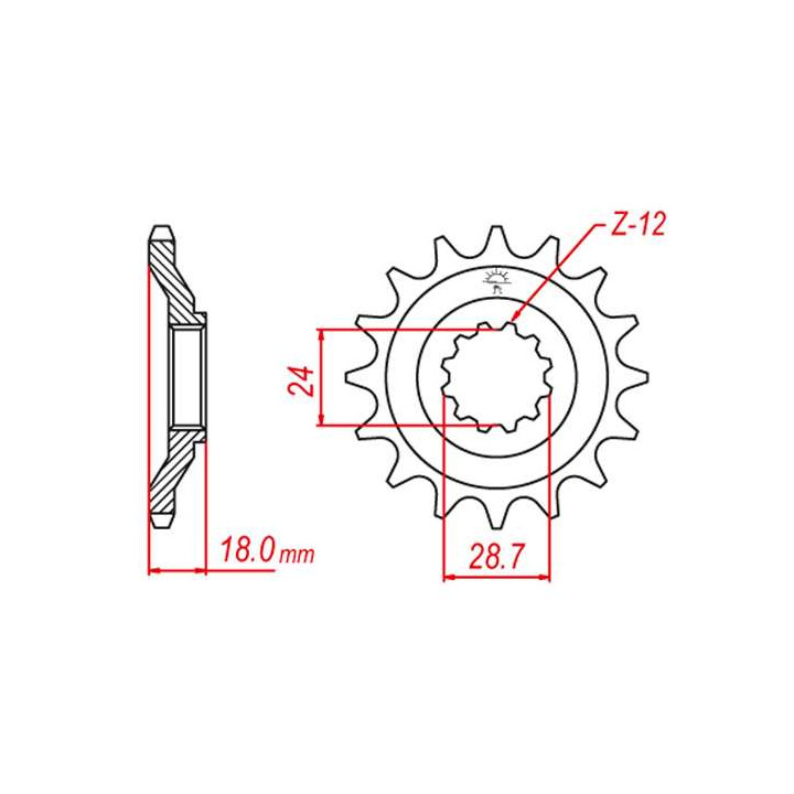 Pignon JT 15 dents pas 630 type 523